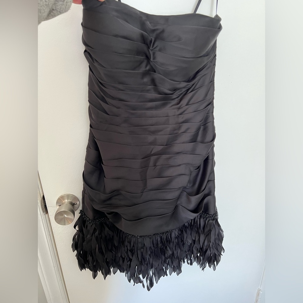 JS Collections Strapless Dress with Fringe